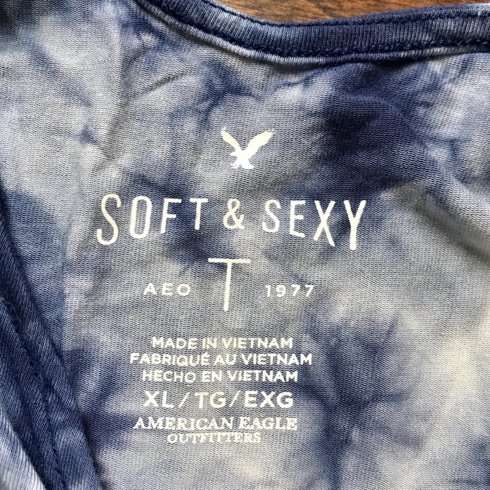 Cold-Shoulder Tie-Dye Spaghetti Strap Top in Navy Blue - Picture 4 of 7